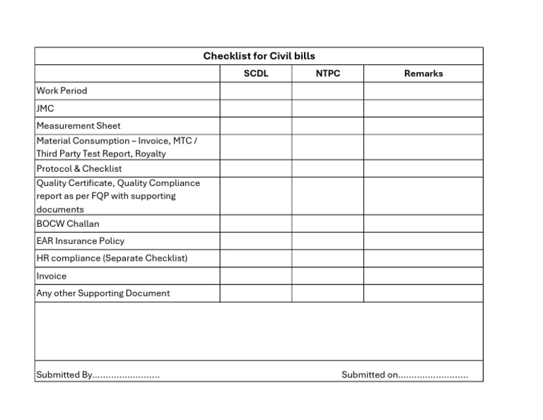 Civil Project Documentation Checklist | PDF