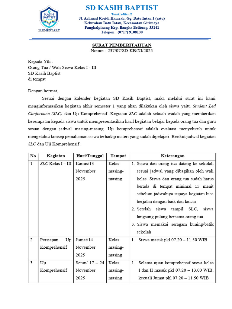 Kegiatan SLC dan Uji Komprehensif SDKB | PDF