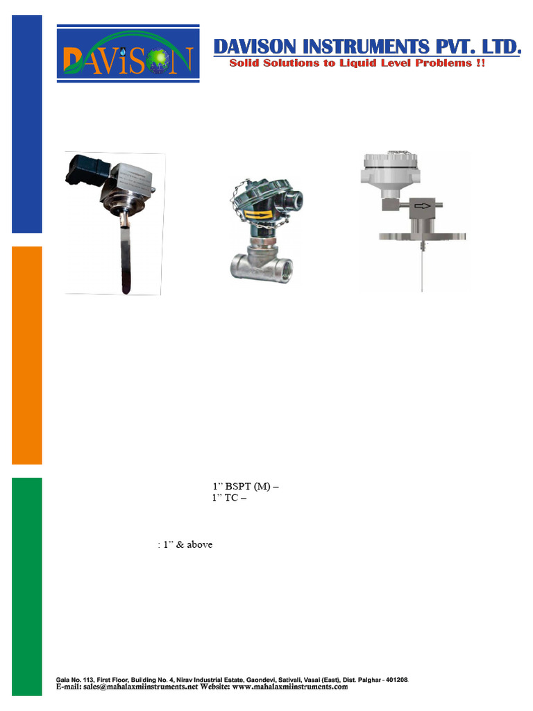 paddle-type-flow-switch | PDF | Switch | Flow Measurement