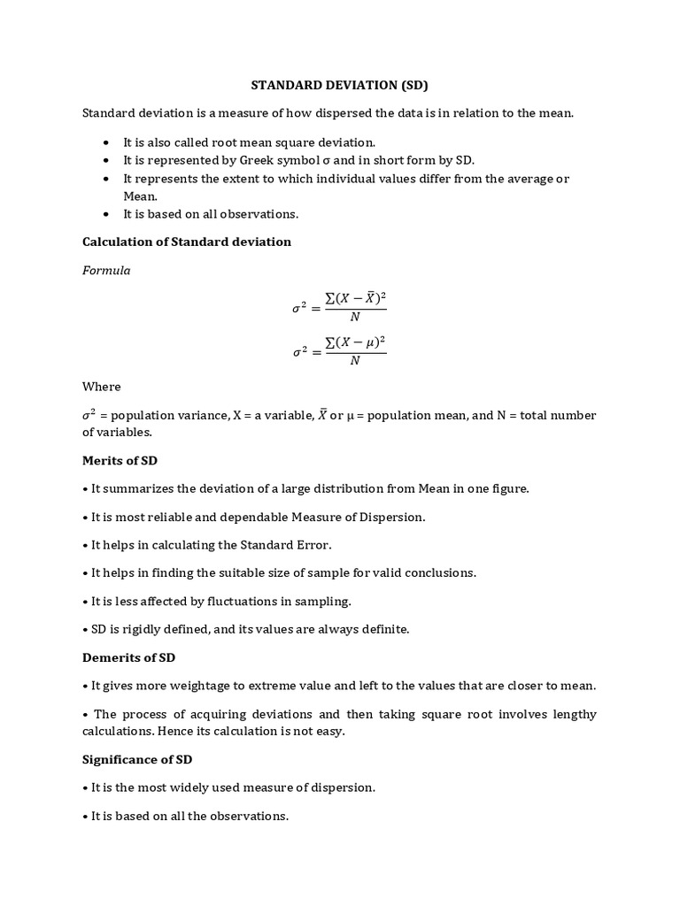 Standard Deviation Pdf Standard Deviation Variance
