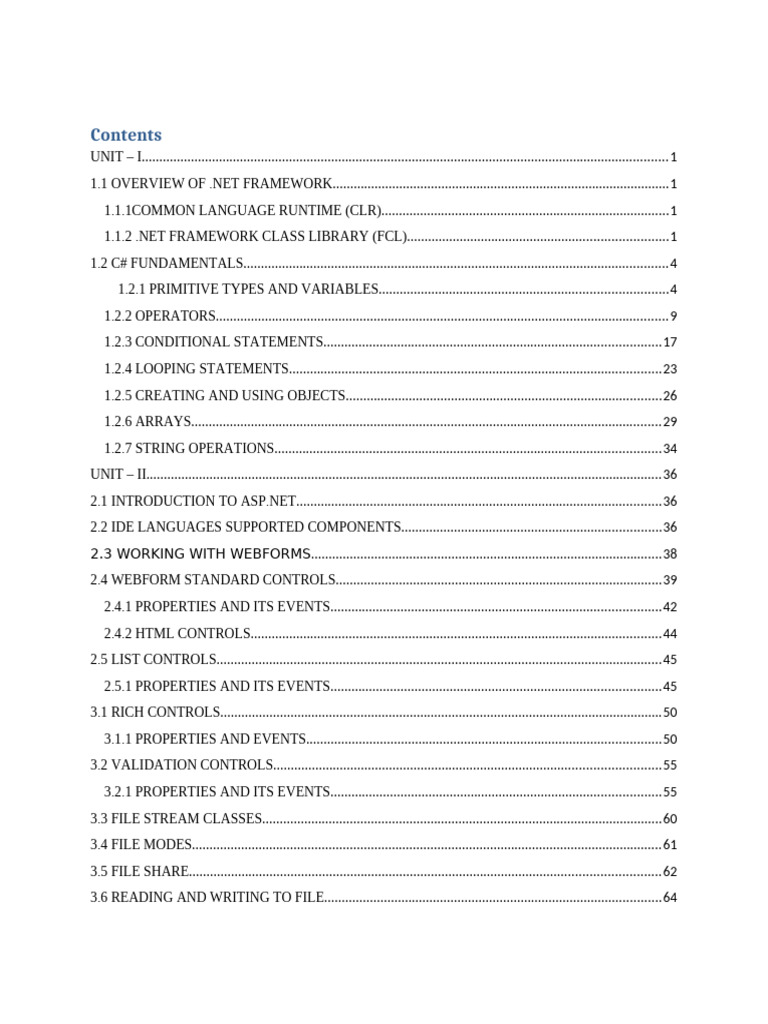 .NET Framework and C# Fundamentals Guide | PDF | Data Type | Pointer ...