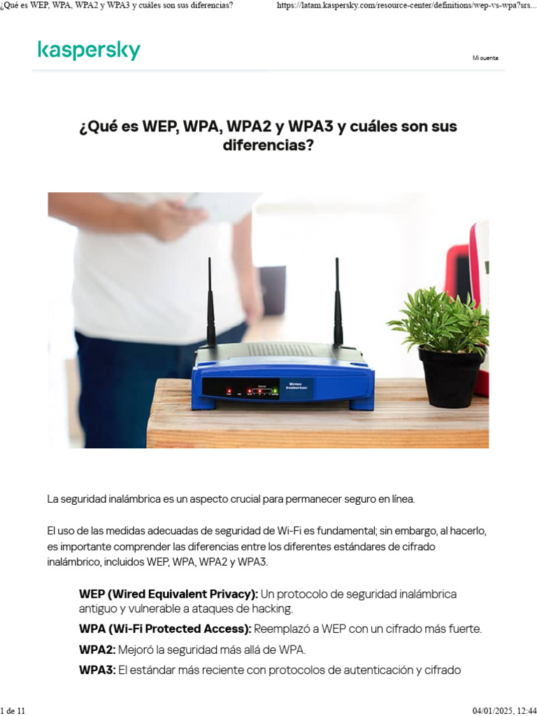 Diferencias entre WEP, WPA y WPA2 | PDF | Wifi | Cibercrimen