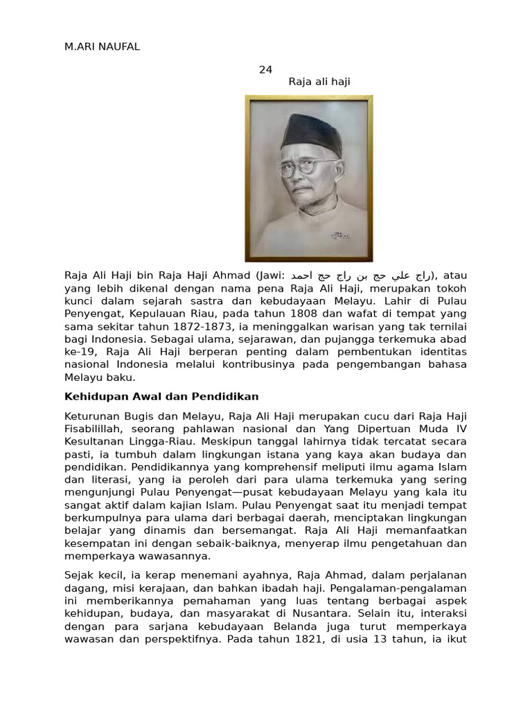Raja Ali Haji: Bapak Bahasa Indonesia | PDF