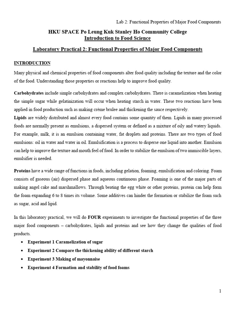IFS Lab Manual 2025-26 - Lab 2 Functional Properties of Major Food ...