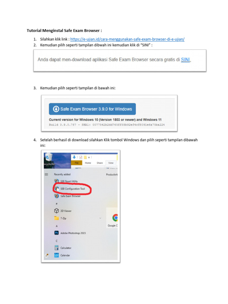Tutorial Menginstal Safe Exam Browser | PDF