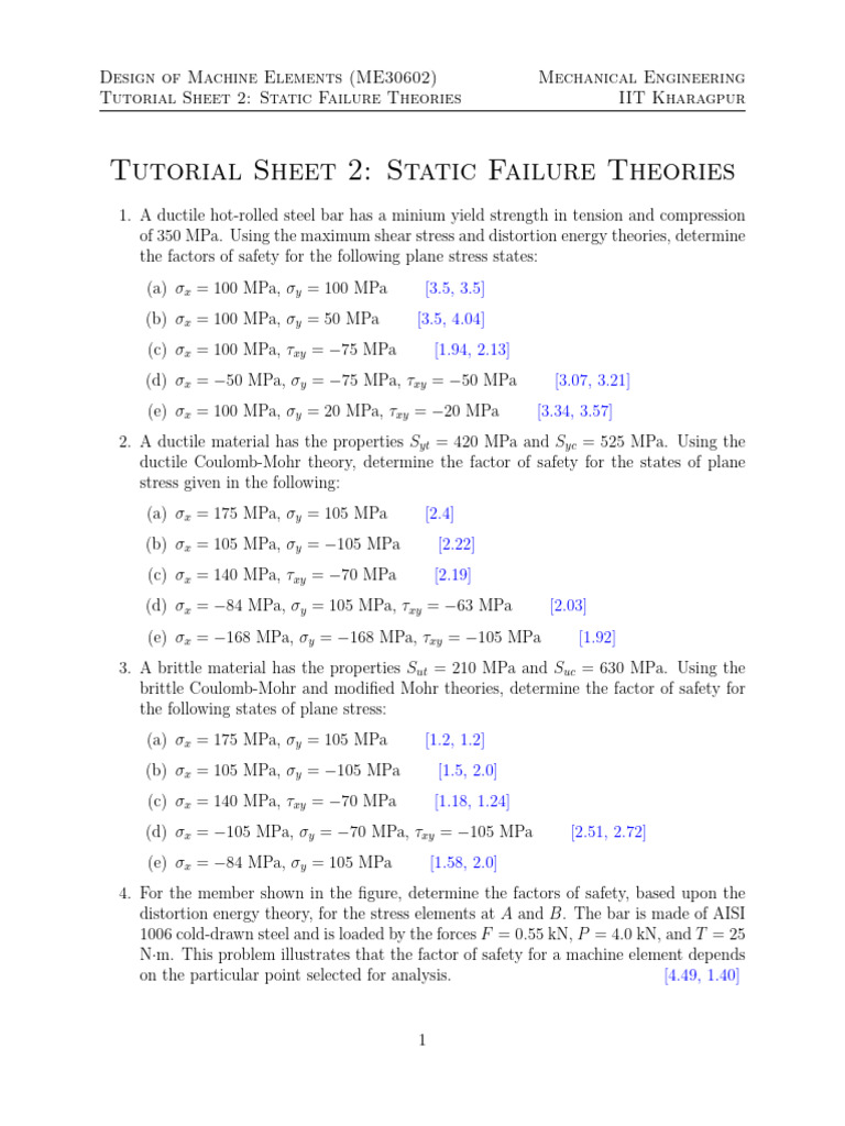 Static Failure Theories in Machine Design | PDF | Strength Of Materials ...
