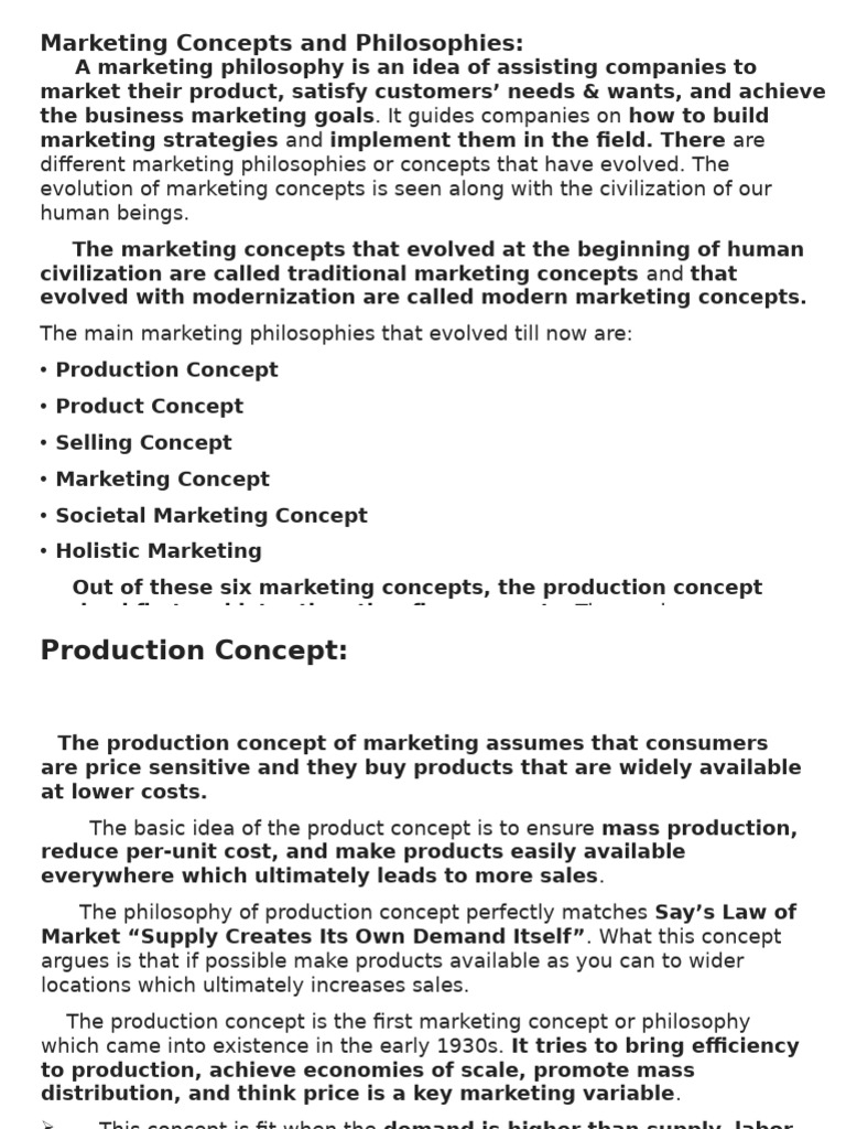 Marketing Concepts and Philosophies | PDF | Marketing | Customer