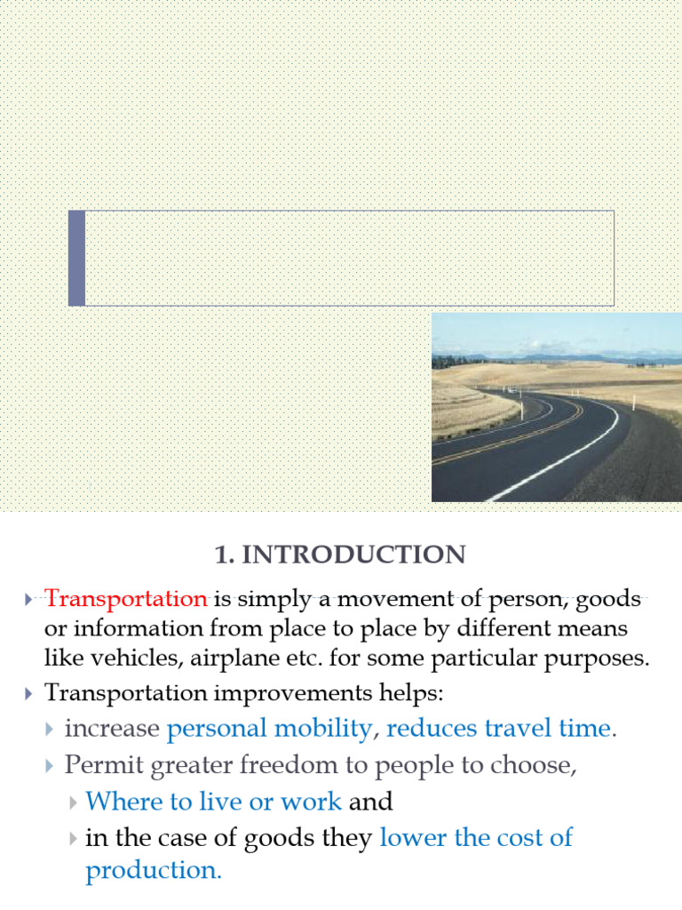 Introduction to Transportation Systems | PDF | Transport | Feasibility ...