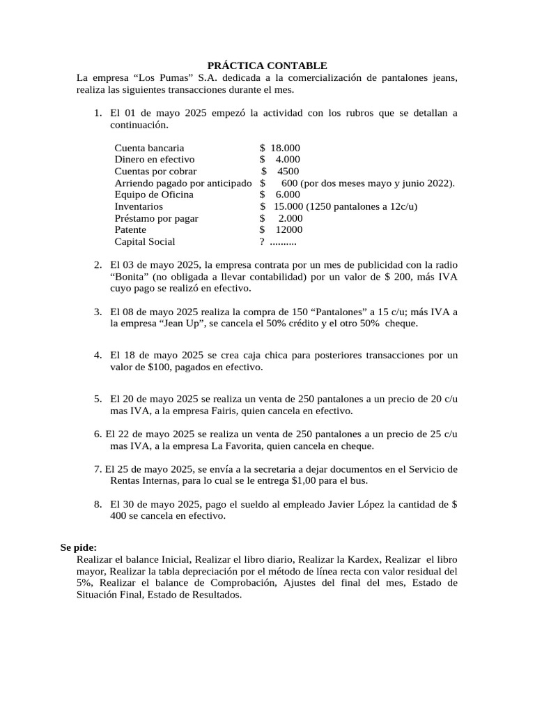 Práctica Contable 1 | PDF