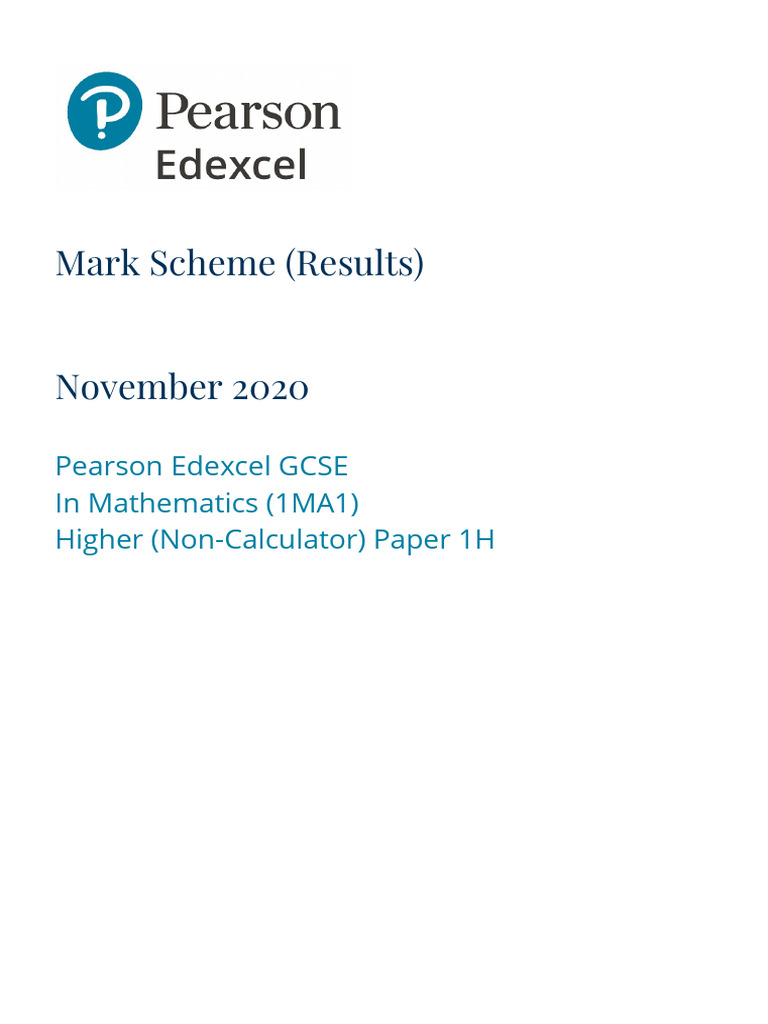 November 2020 Edexcel GCSE Maths Mark Scheme | PDF | Numbers | Decimal