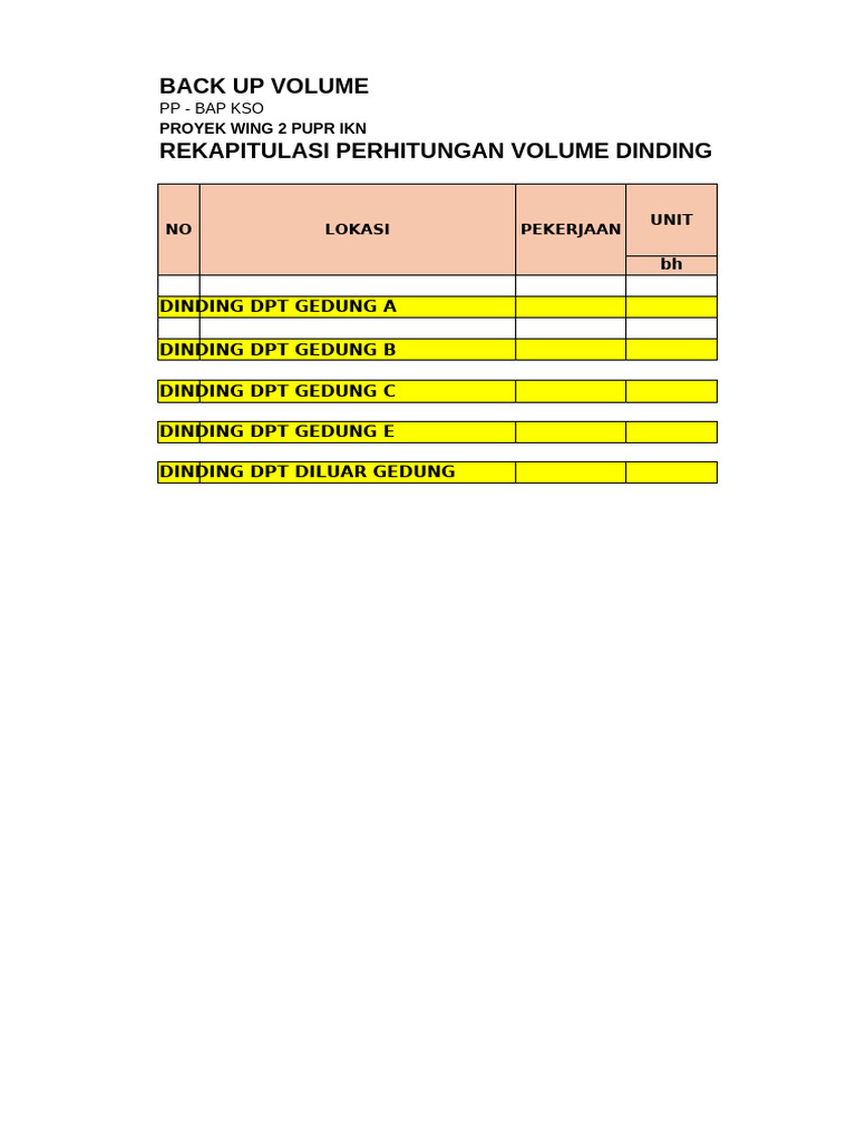 Rekapitulasi Volume Dinding Penahan TA | PDF