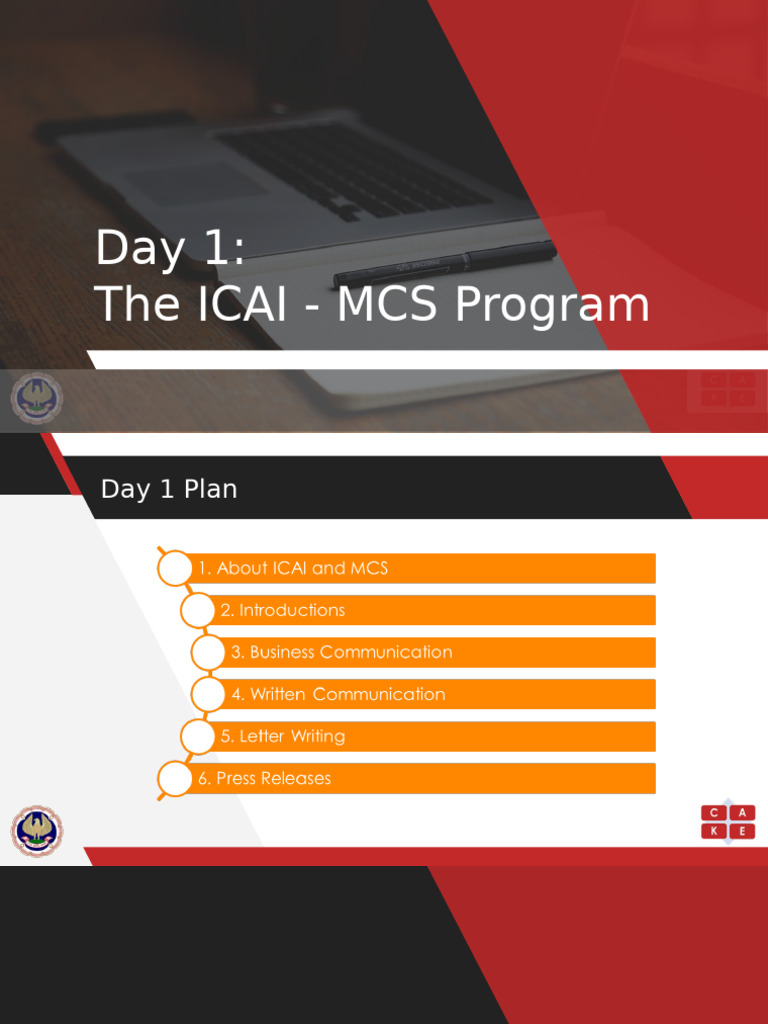 ICAI MCS Program Day 1 Overview | PDF | Communication