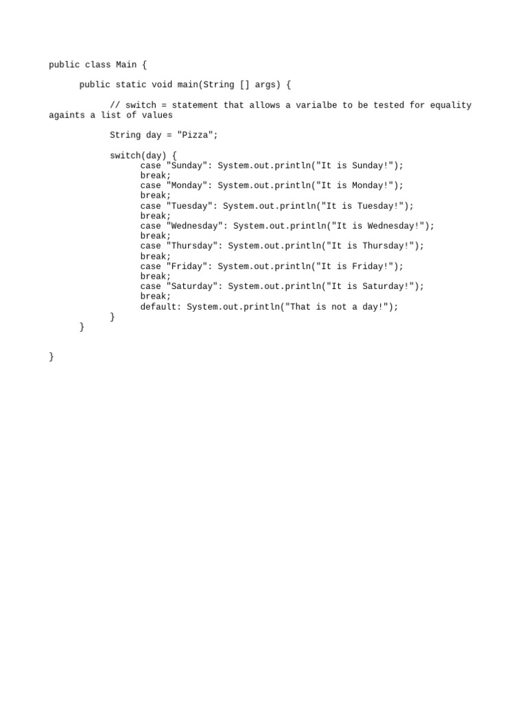 Java Switch Statement Example | PDF