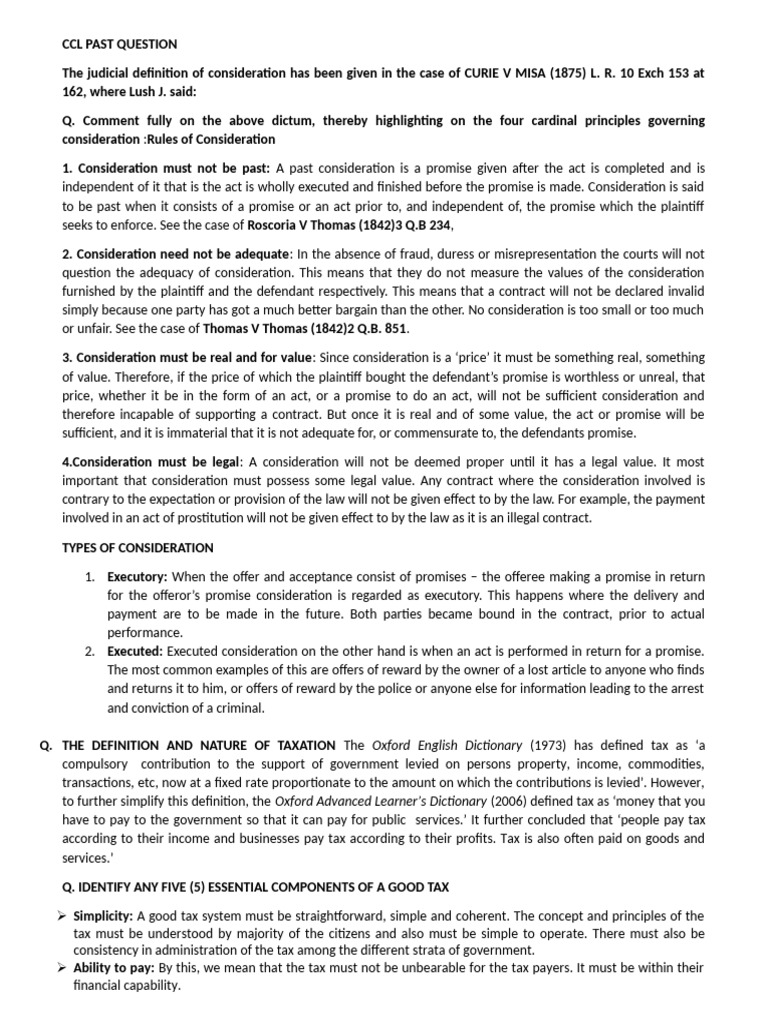 CCL Past Question | PDF | Taxes | Fiduciary