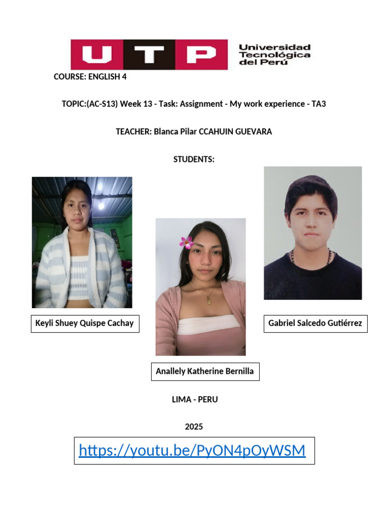 (AC-S13) Week 13 - Task Assignment - My Work Experience - TA3 | PDF