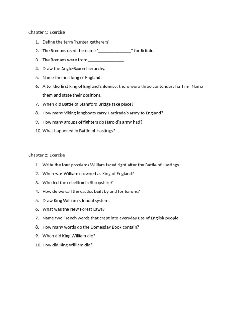 Chapter 1 and 2 Reinforcement Exercise | PDF