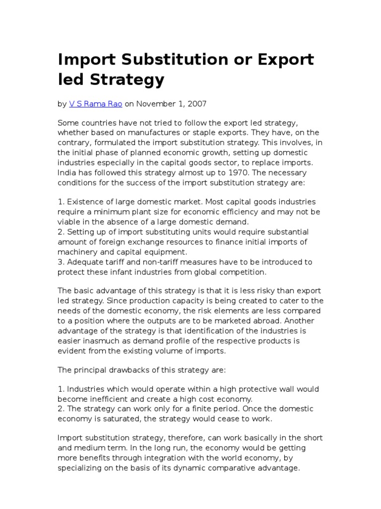 Import Substitution or Export Led Strategy | PDF | Exports | Strategic ...