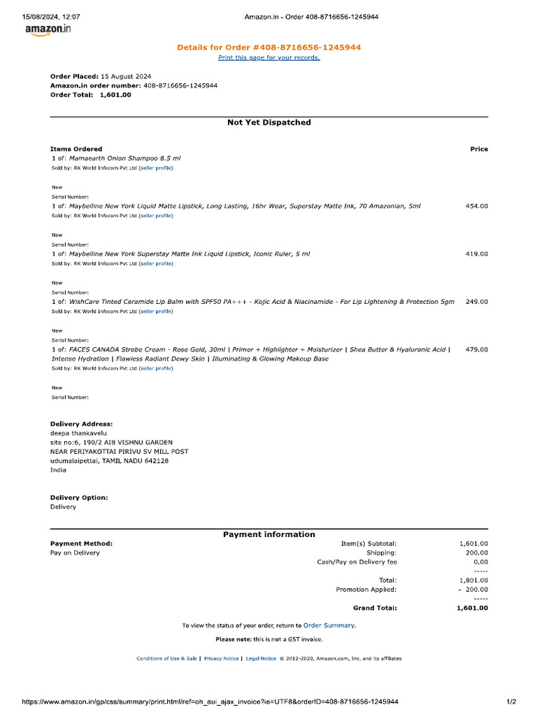 Amazon Order | PDF