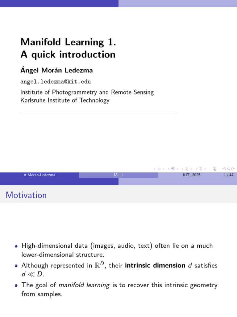 Introduction to Manifold Learning Techniques | PDF | Manifold | Distance