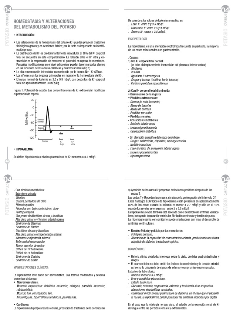 Homeostasis y Alteraciones del Potasio | PDF | Potasio | Química
