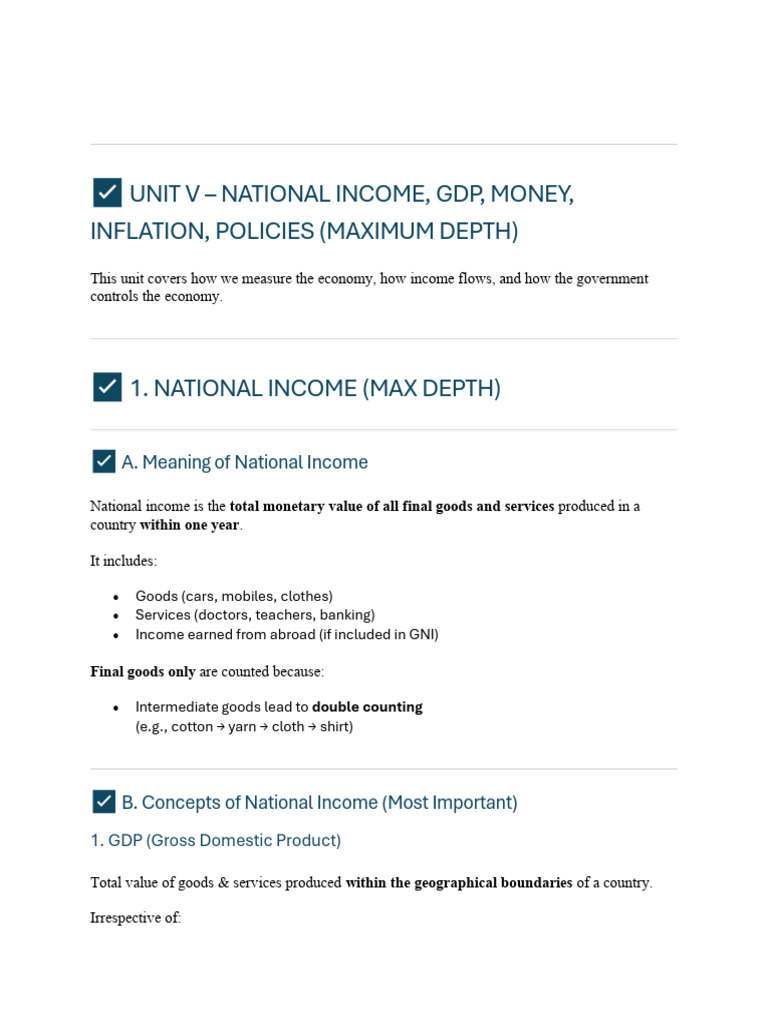 Unit 5 | PDF | Gross Domestic Product | Reserve Bank Of India