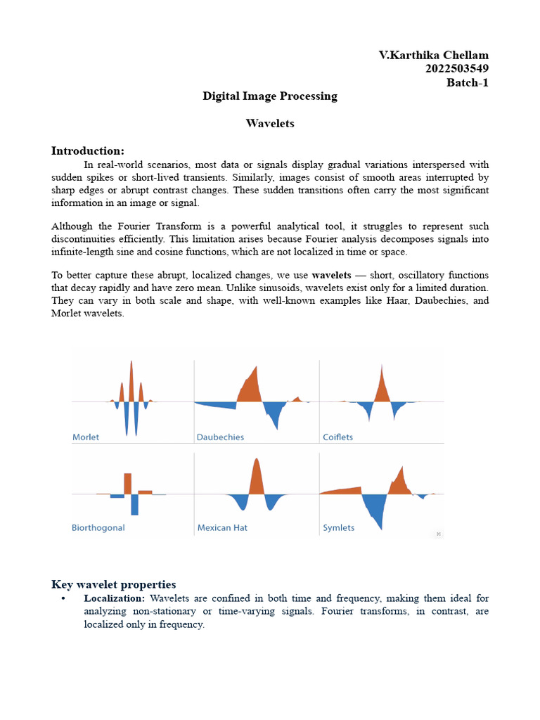 DIP Wavelet | PDF | Wavelet | Signal Processing