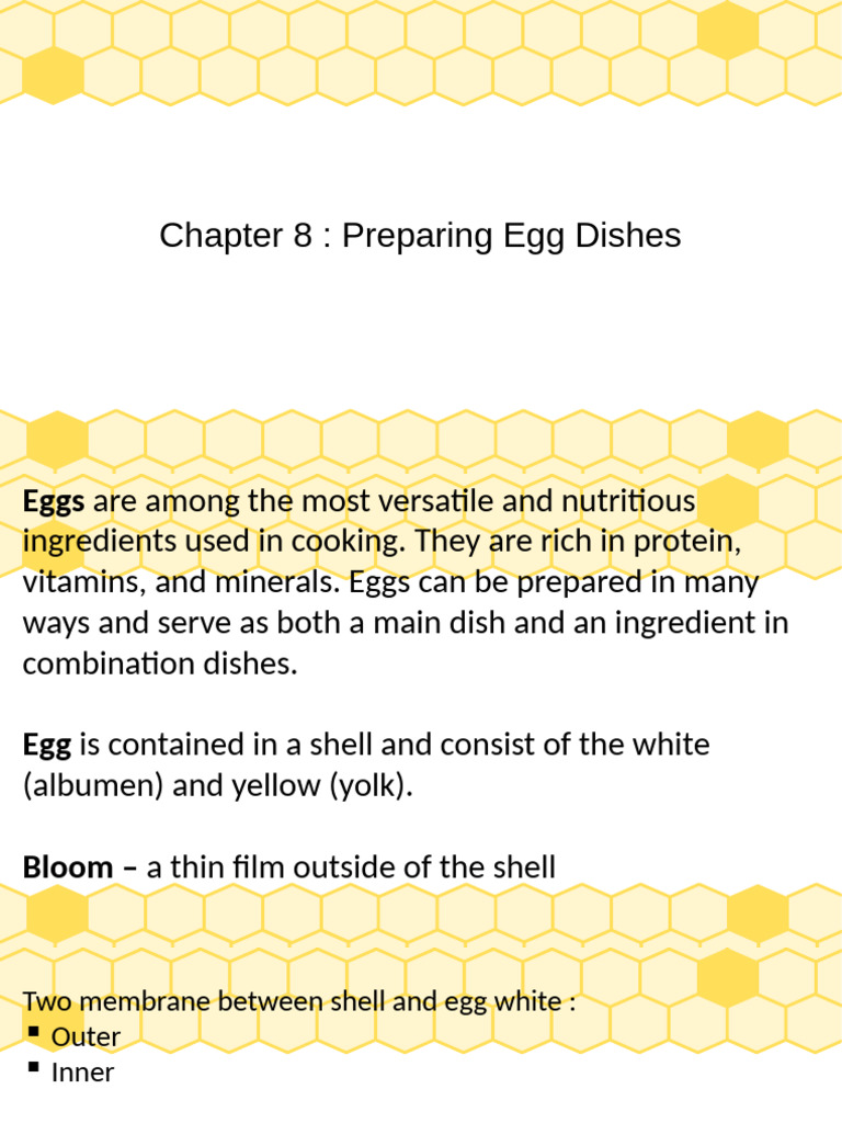 Chapter 8 Preparing Egg Dishes | PDF | Yolk | Cooking