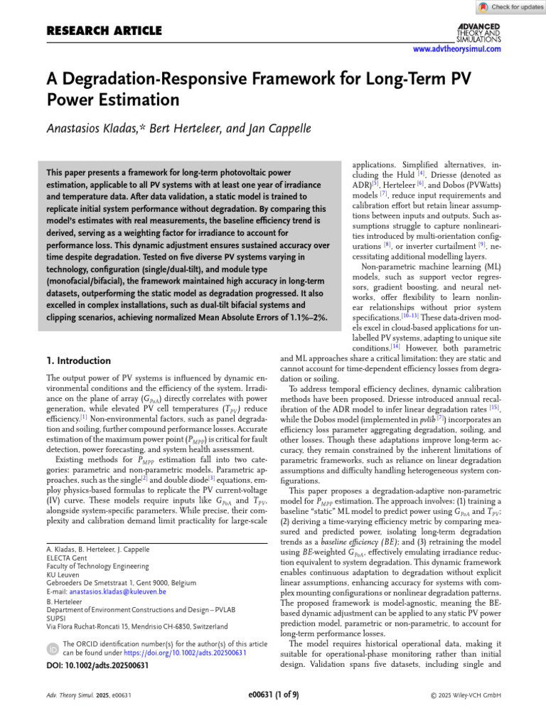 Long-Term PV Power Estimation Framework | PDF | Outlier