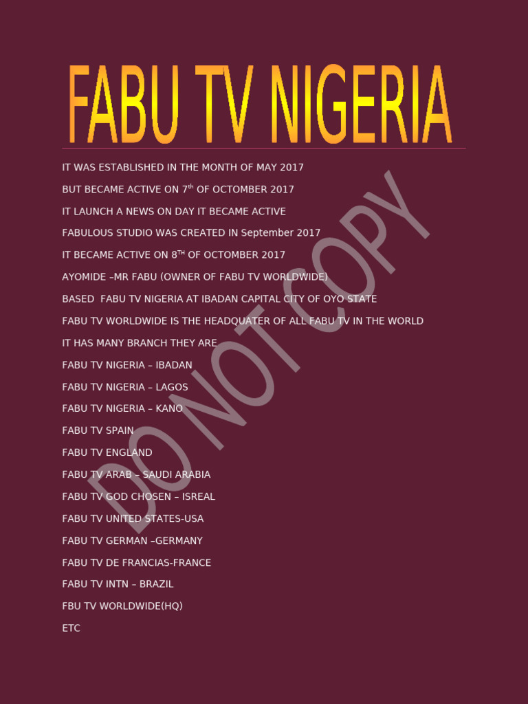 Overview of FABU TV Worldwide Network | PDF