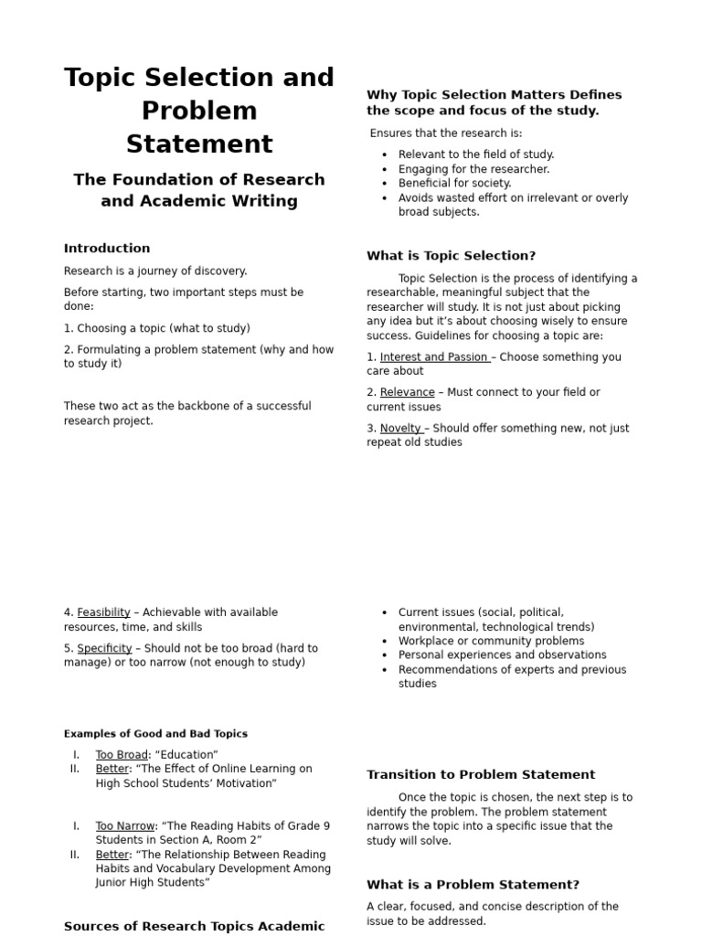 Research Topic and Problem Statement Guide | PDF | Knowledge | Intelligence
