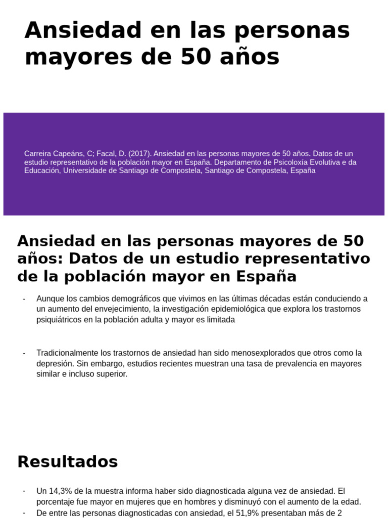 Ansiedad en Las Personas Mayores de 50 Años | PDF | Ansiedad ...