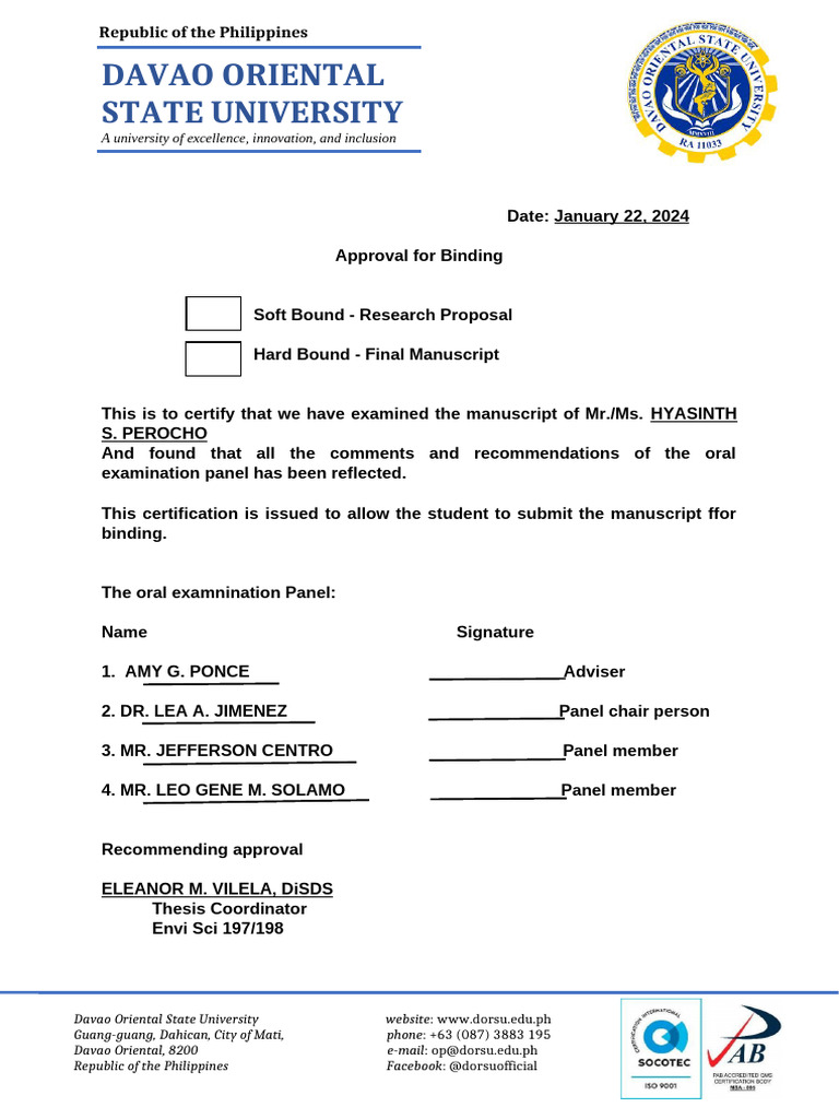 Approval For Binding | PDF