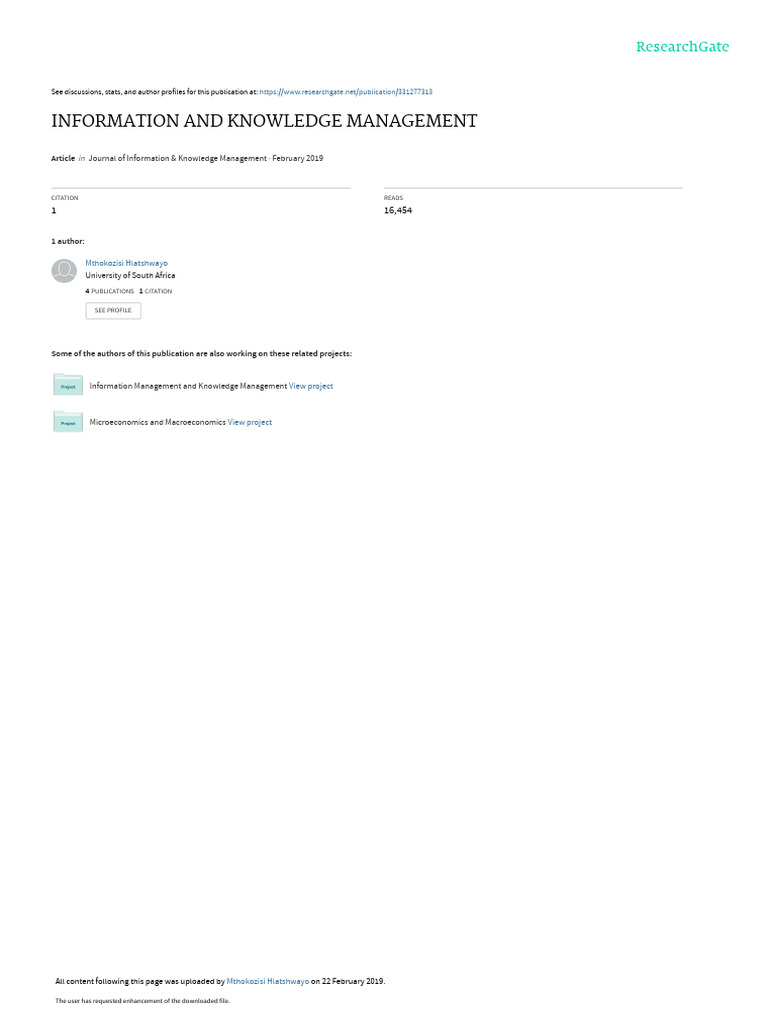 Information and Knowledge Management | PDF | Knowledge Management ...