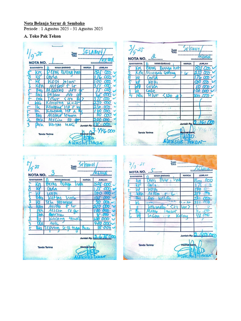Nota Pak Tekon | PDF