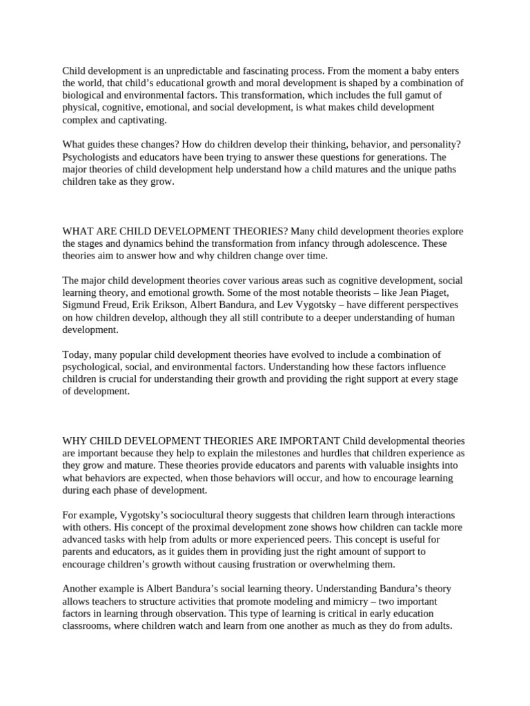 Understanding Child Development Theories | PDF | Child Development ...