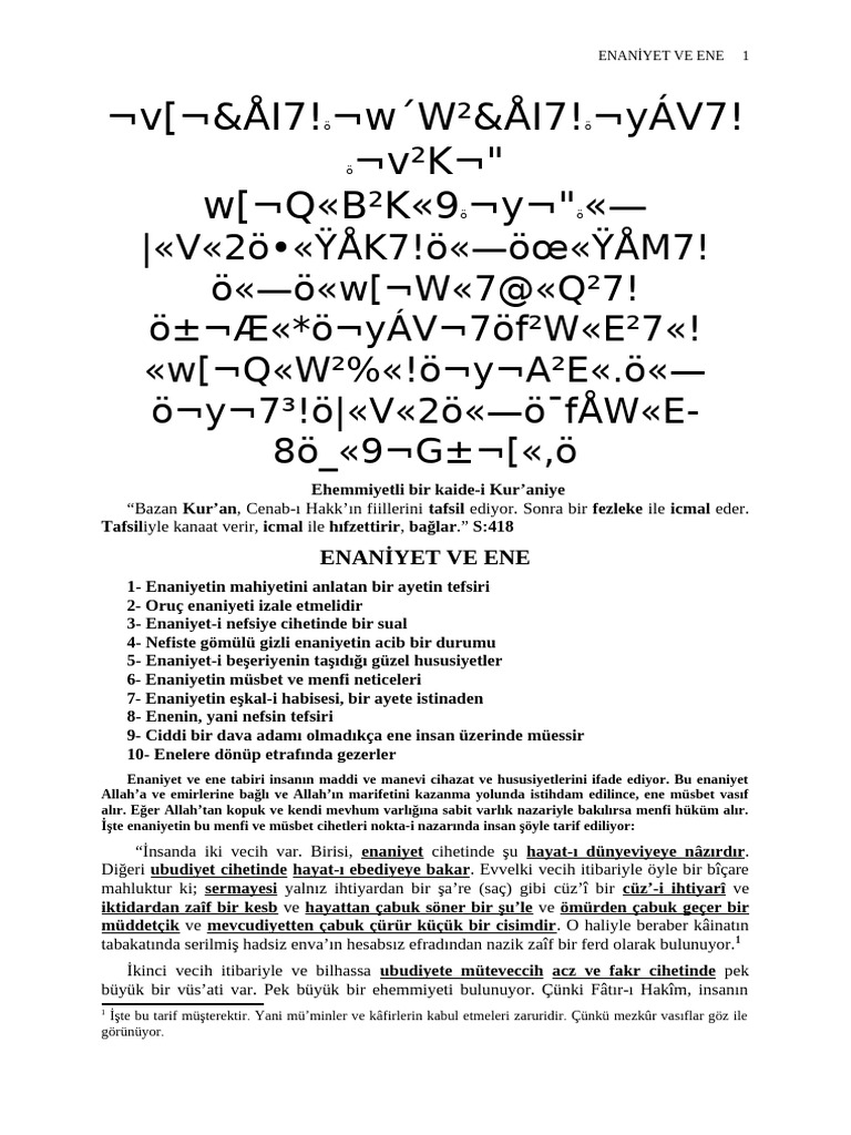 Ene Ve Enani̇yet | PDF