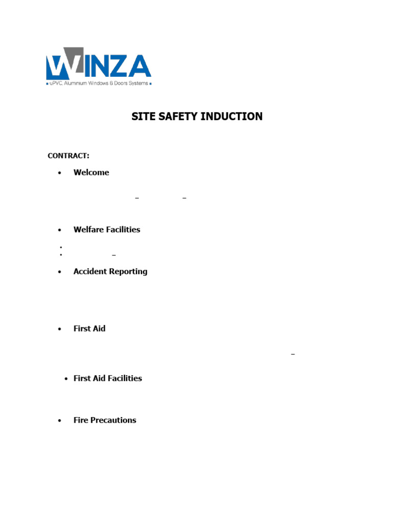 Site Safety Induction Guidelines | PDF | Occupational Safety And Health ...