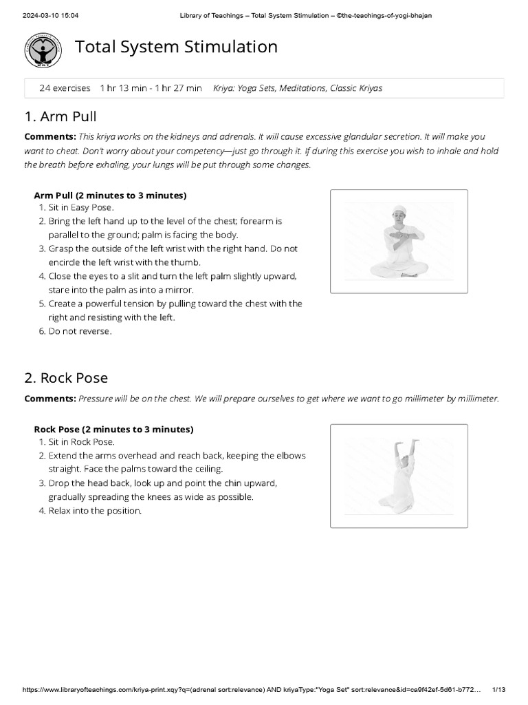 Total System Stimulation Adrenals and Kidneys Kriya | PDF | Breathing ...