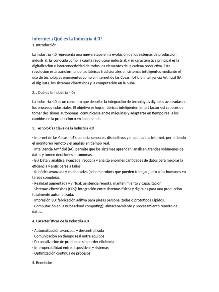 Introducción a la Industria 4.0 | PDF | Internet de las Cosas | Informática