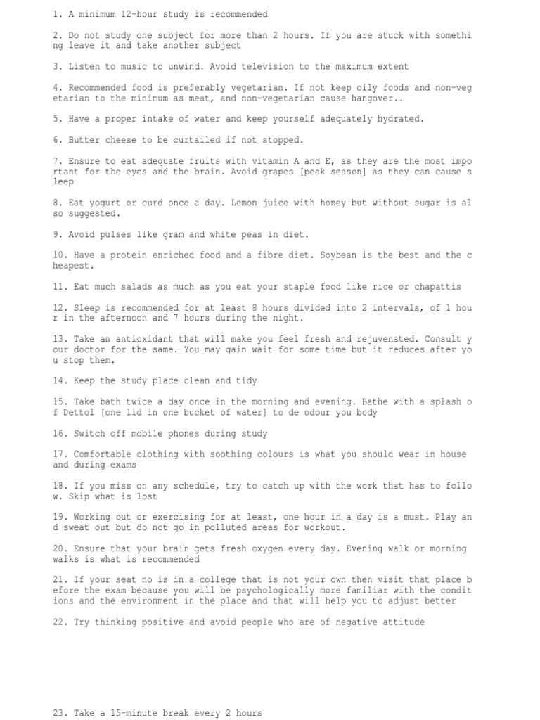 Good Study Habits | PDF | Yogurt | Determinants Of Health