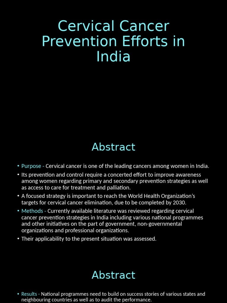 Cervical Cancer Prevention Efforts in India | PDF | Cervical Cancer ...
