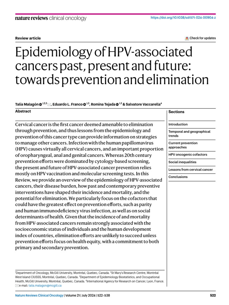 HPV-Associated Cancers: Prevention Strategies | PDF | Cervical Cancer ...