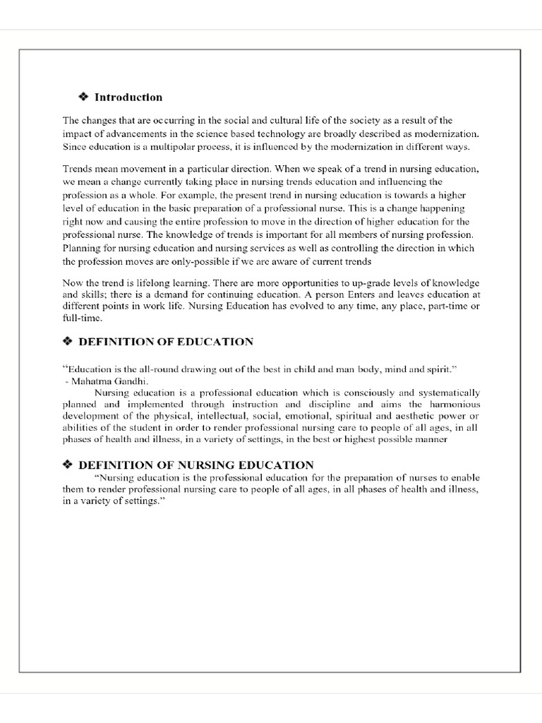 Current Trends and Issues in Nursing Education | PDF