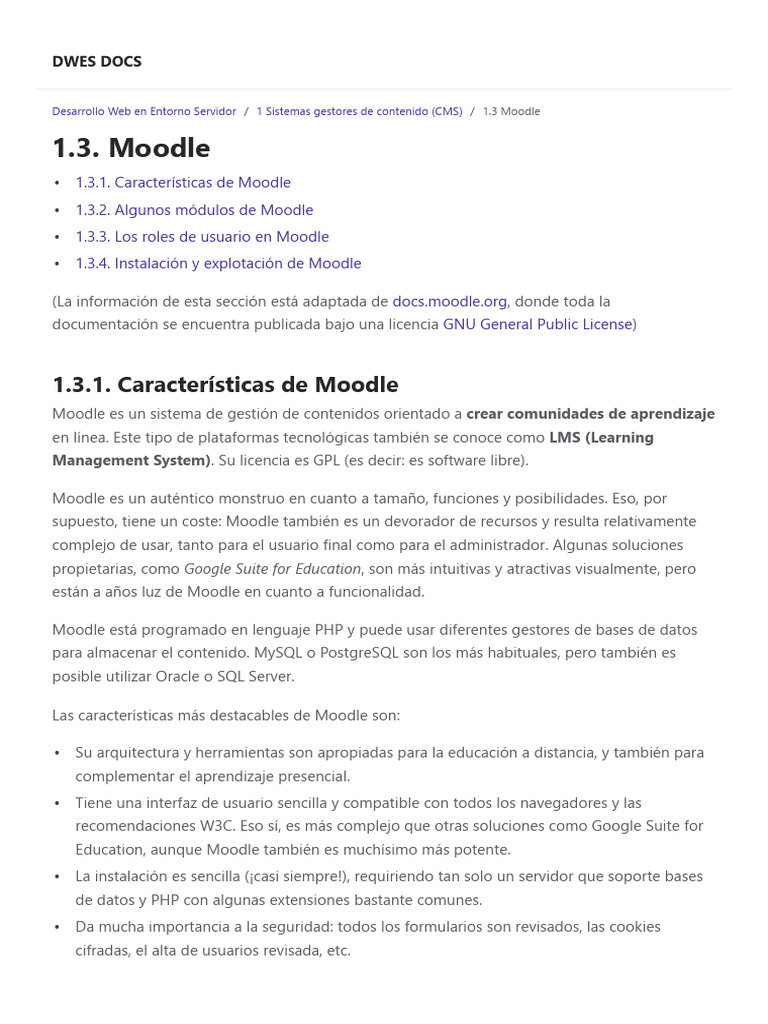 1.3 Moodle - Dwes Docs | PDF | Moodle | Wiki