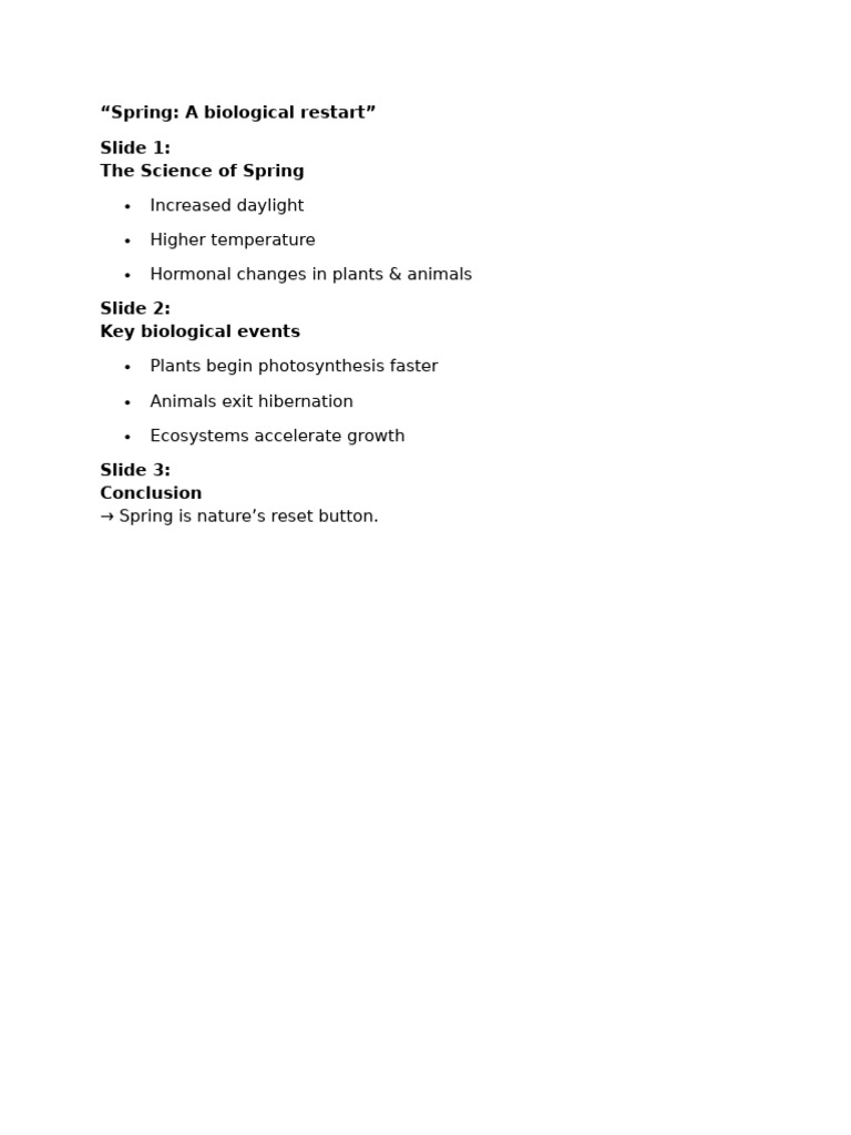 Spring: Nature's Biological Restart | PDF