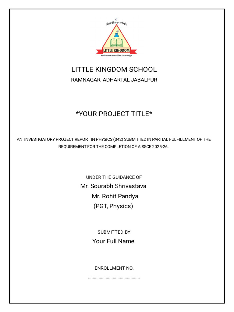 Investigatory Physics Project Report | PDF