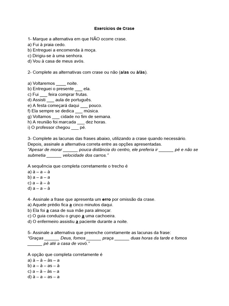 Exercício de Crase | PDF