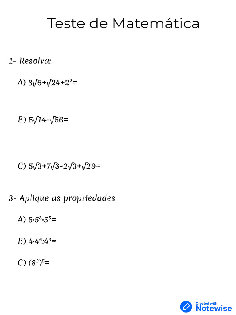 Teste de Matemática | PDF