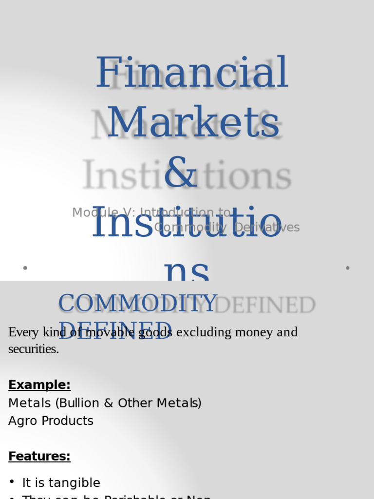 Introduction to Commodity Derivatives | PDF | Hedge (Finance ...