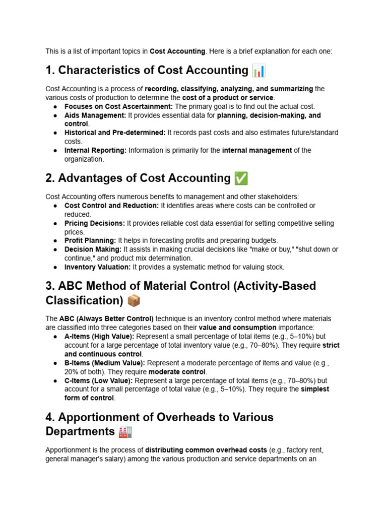 Cost Accounting) (1) Characteristics of Cost Acco.. | PDF | Piece Work ...